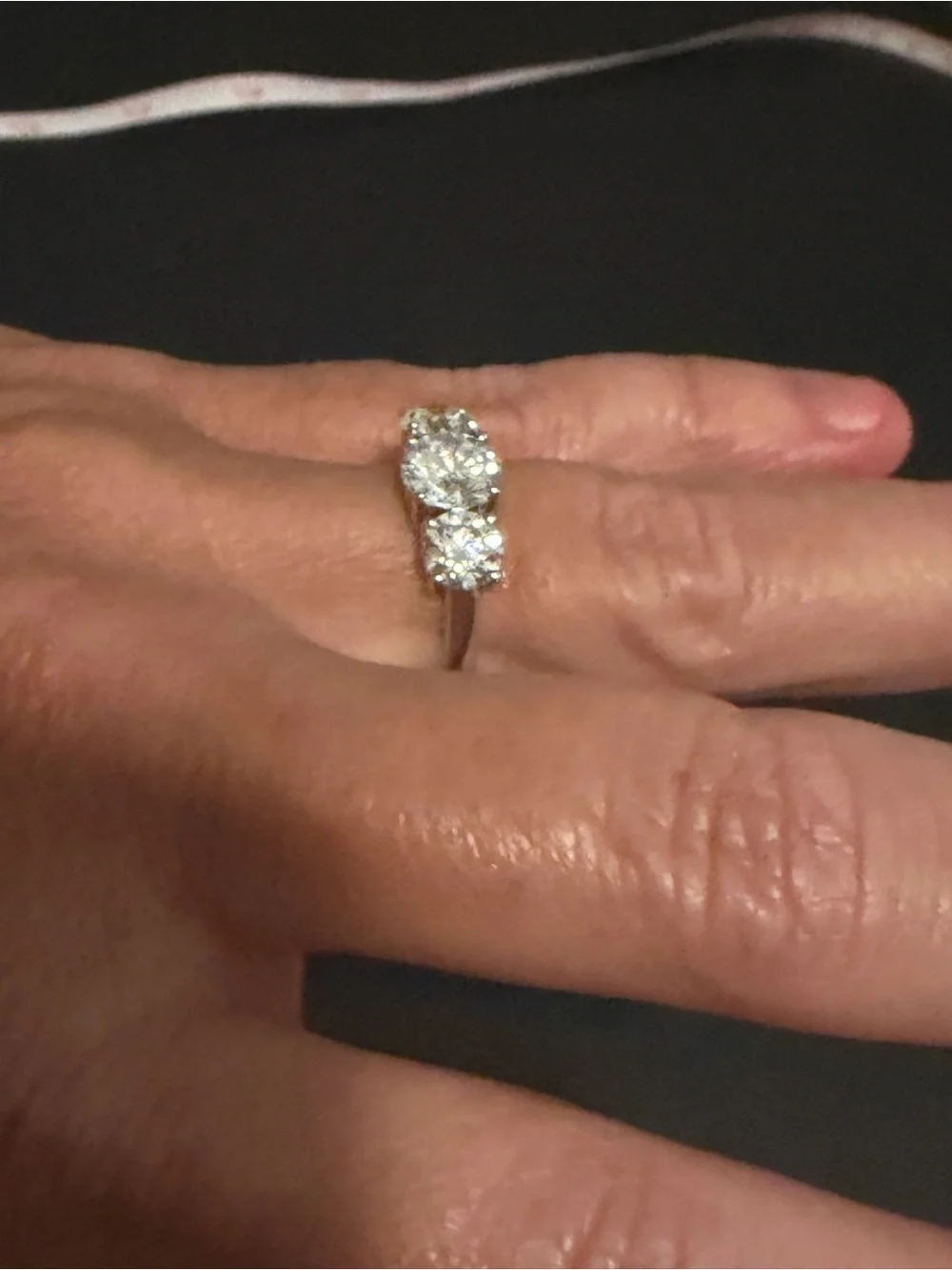 3.02 Carat Three-Stone Diamond & White Gold Engagement/Anniversary Ring, Sz 6.5